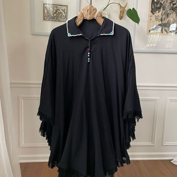 Vintage 70s Hippie Poncho Native American OSFM Unisex - Picture 1 of 7